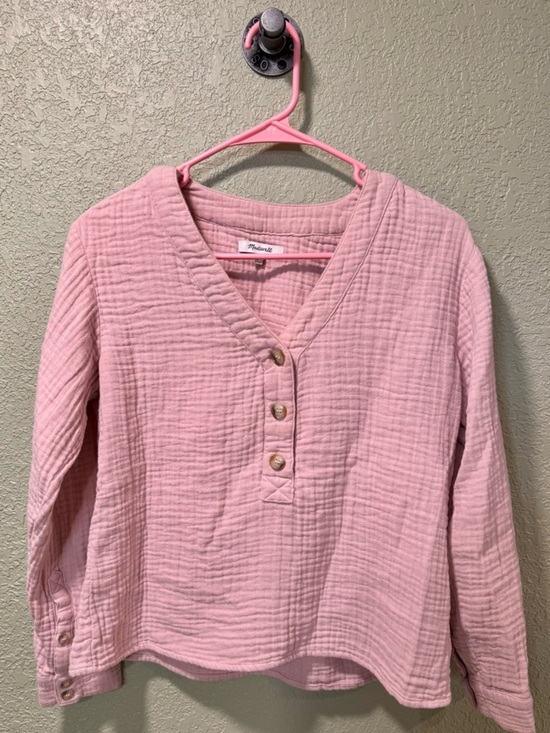 Madewell Tops - Madewell Pink Button Henley Blouse Size XS